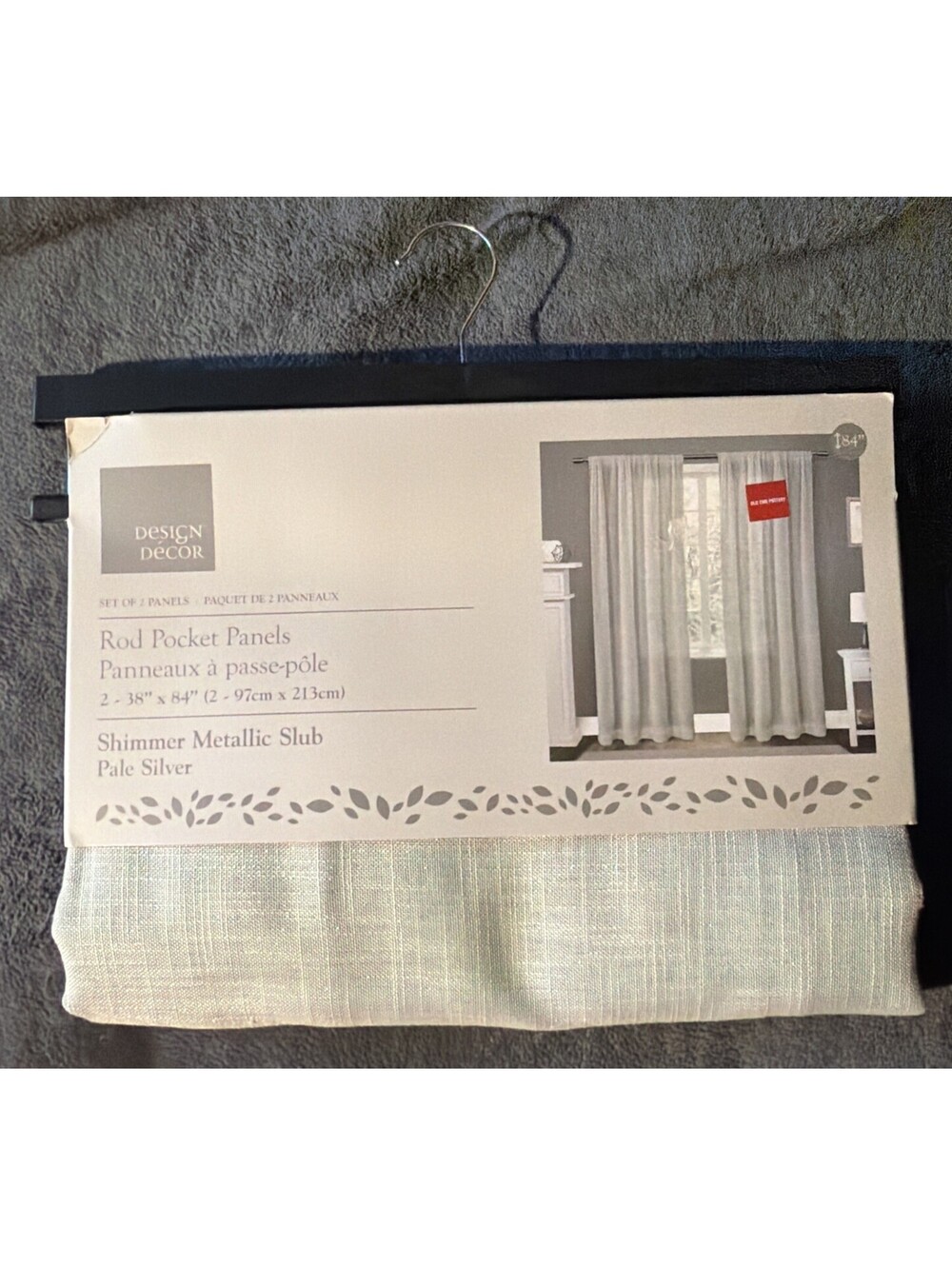 Shimmer Metallic Slub Pale Silver Set Of 2 Panels 38” X 84”
